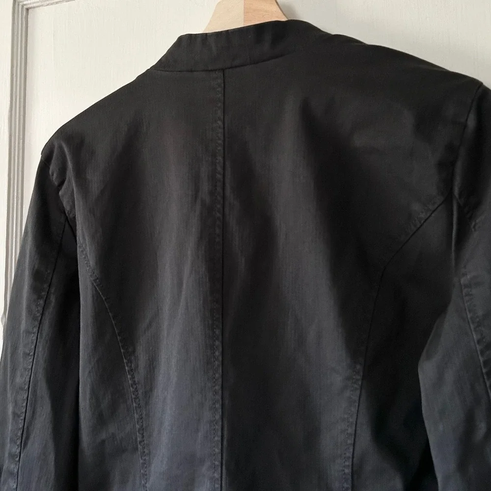 NWT Free People Ruffles Romance Military Jacket Washed Black L Trendy Festival